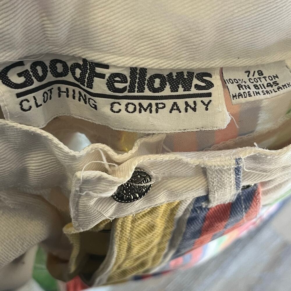 Vtg GoodFellows Clothing Co High Rise Half Striped Jean Shorts 7/8 Button Fly - Picture 8 of 10